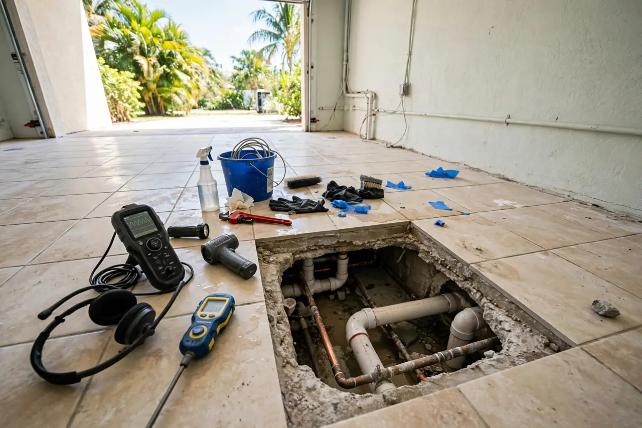Slab leaks in Homestead slab-on-grade homes