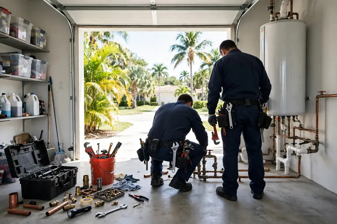 Plumbing repair work inside a Homestead home