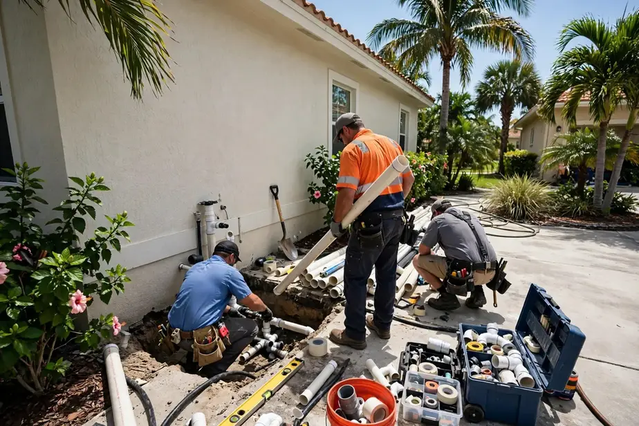 Prepared MW Plumbing crew arriving for a drain call